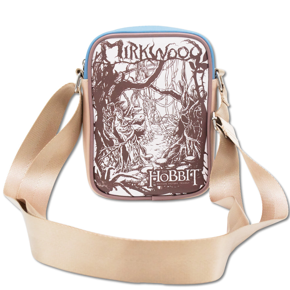 The Hobbit Vegan Leather Crossbody Bag with Adjustable Straps, The Hobbit Mirkwood Forest Scenery and Entrance Warning Brown Crossbody Bags The Hobbit