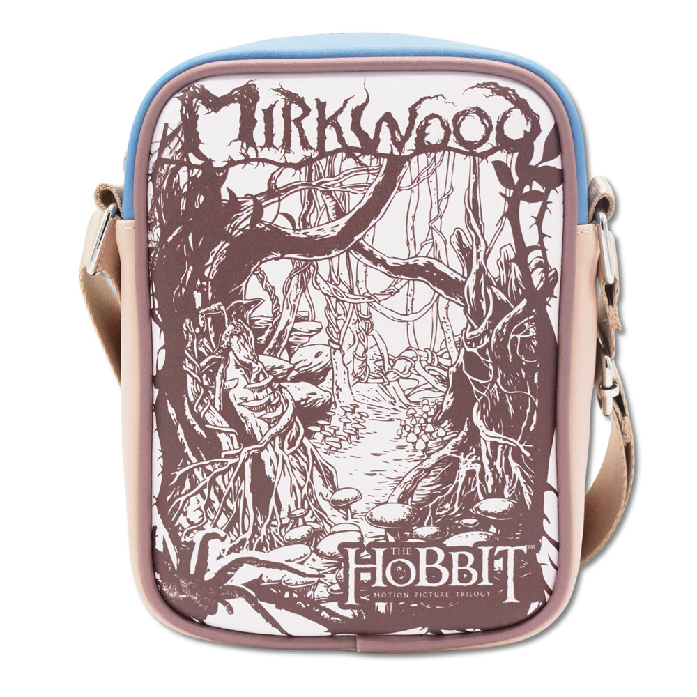 The Hobbit Vegan Leather Crossbody Bag with Adjustable Straps, The Hobbit Mirkwood Forest Scenery and Entrance Warning Brown Crossbody Bags The Hobbit