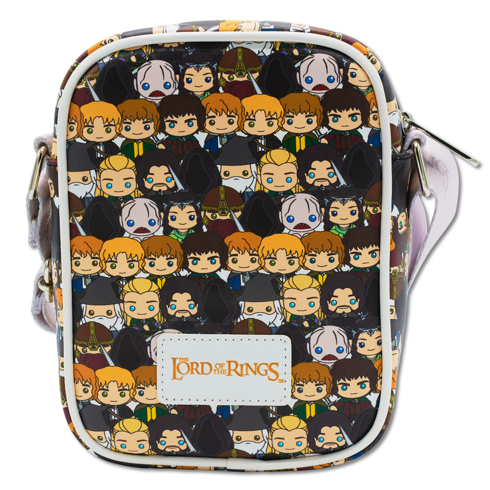The Lord of the Rings Vegan Leather Crossbody Bag with Adjustable Straps, The Lord of the Rings Chibi Gandalf with Character Collage Crossbody Bags The Lord of the Rings