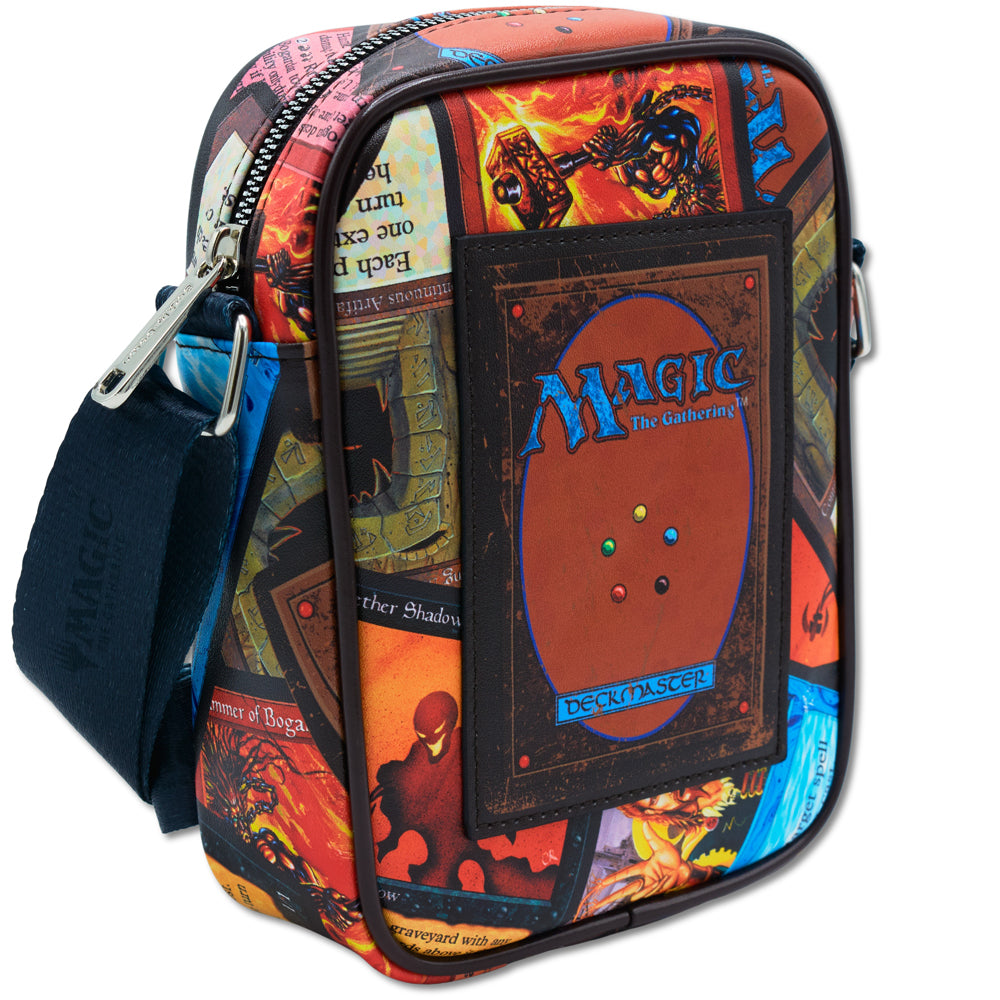 Magic the Gathering Vegan Leather Crossbody Bag with Adjustable Strap, Magic the Gathering Deckmaster Card Replica with Stacked Card Crossbody Bags Magic the Gathering