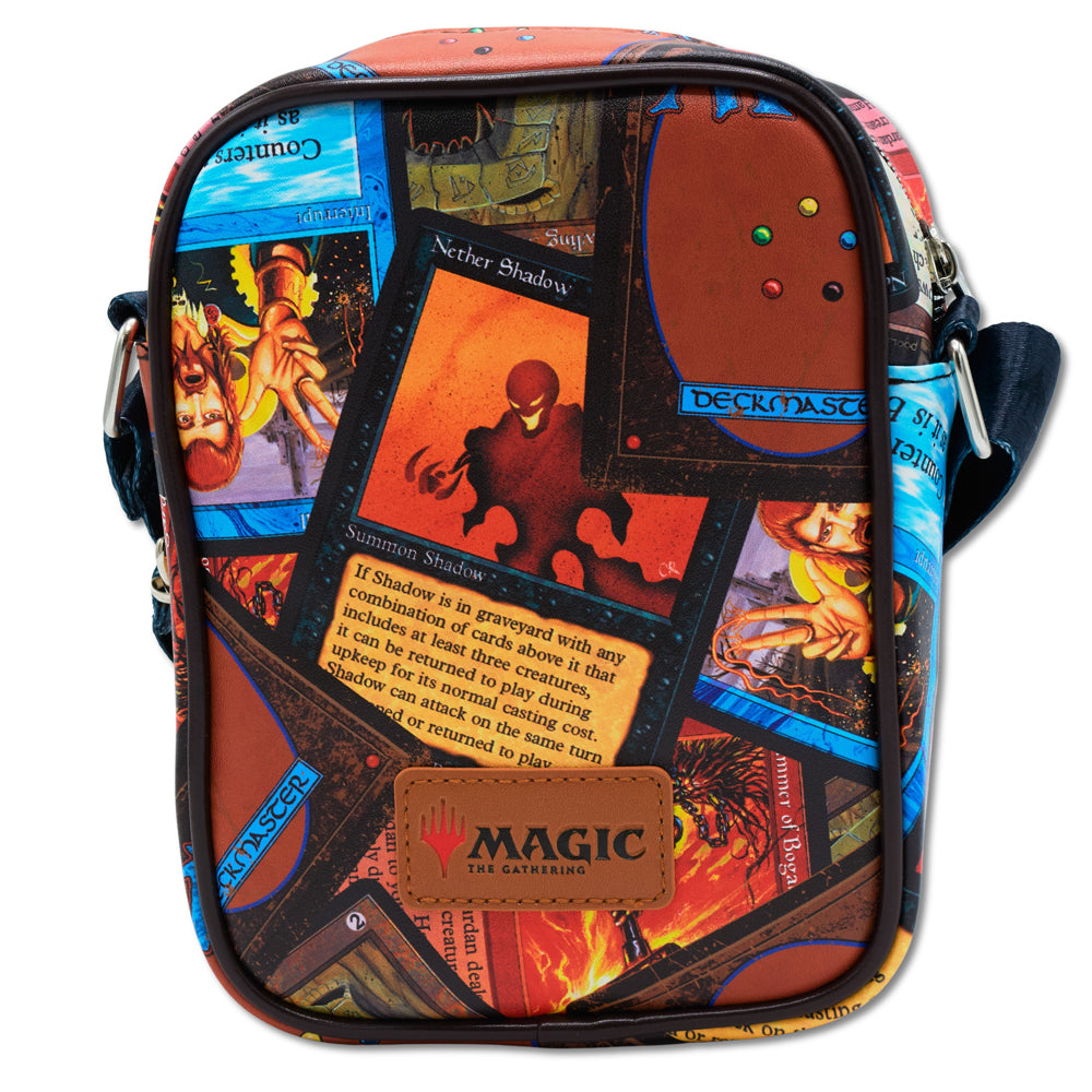 Magic the Gathering Vegan Leather Crossbody Bag with Adjustable Strap, Magic the Gathering Deckmaster Card Replica with Stacked Card Crossbody Bags Magic the Gathering