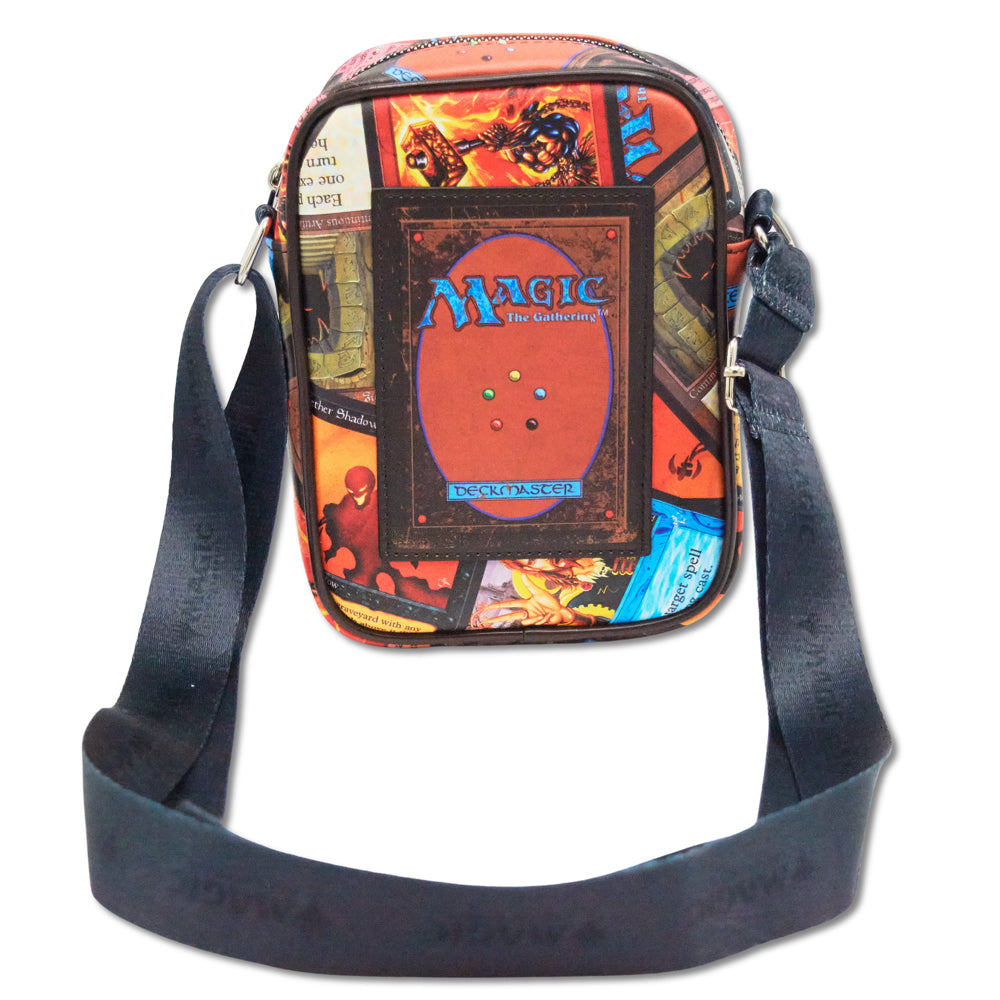 Magic the Gathering Vegan Leather Crossbody Bag with Adjustable Strap, Magic the Gathering Deckmaster Card Replica with Stacked Card Crossbody Bags Magic the Gathering