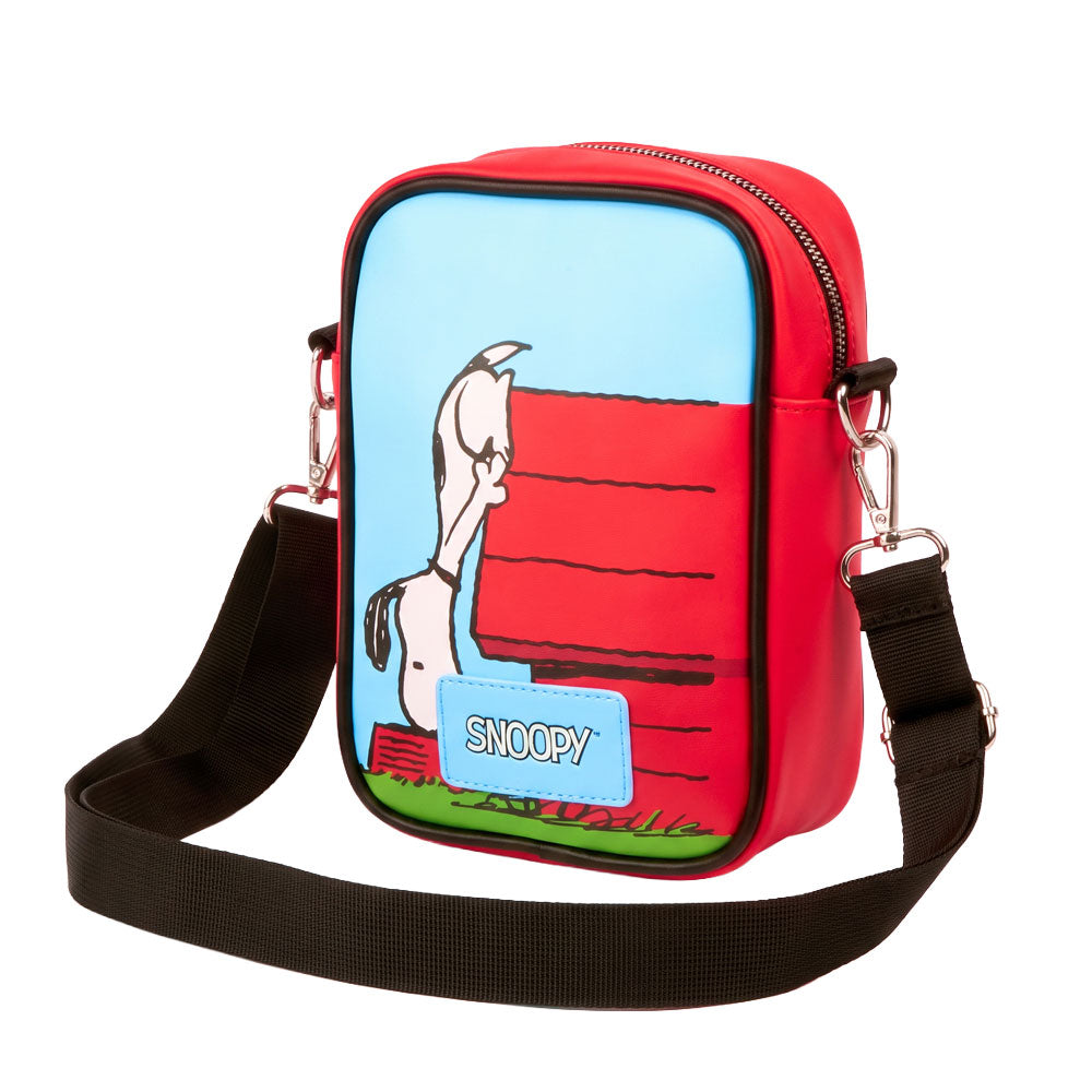 Peanuts Bag, Crossbody, Snoopy Dog House Poses, Light Blue, Vegan Leather