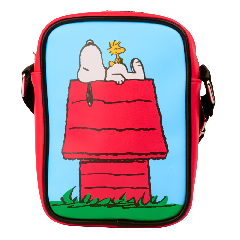Peanuts Bag, Crossbody, Snoopy Dog House Poses, Light Blue, Vegan Leather