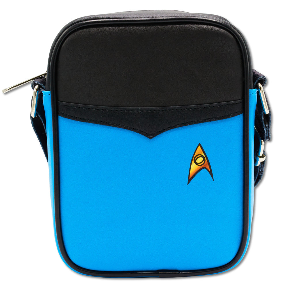 Star Trek Vegan Leather Crossbody Bag with Adjustable Strap, Star Trek Sciences Crew Suit Blue Black Crossbody Bags Star Trek