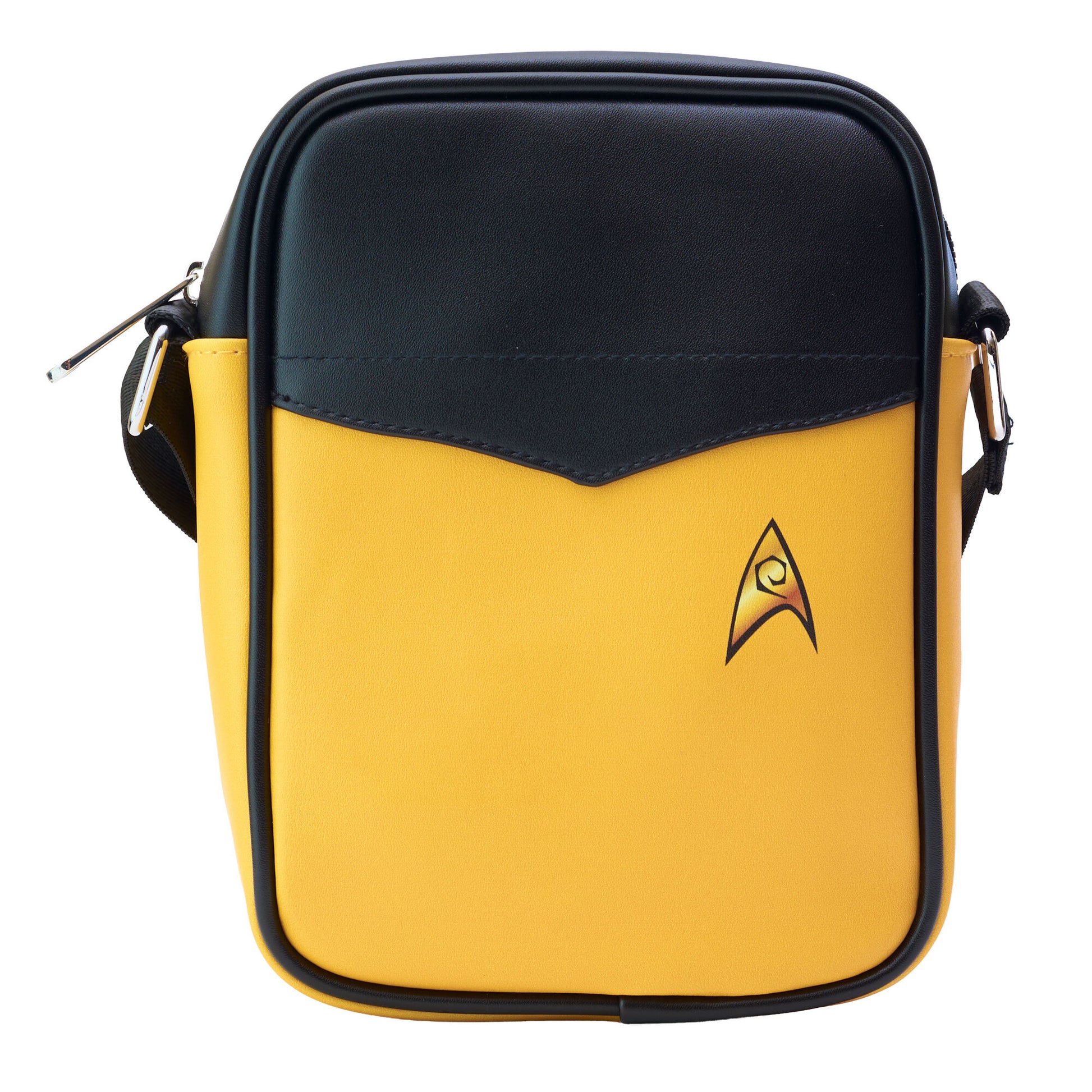 Star Trek Vegan Leather Crossbody Bag with Adjustable Strap, USS Enterprise Chief Engineer Scotty Suit Gold Crossbody Bags Star Trek