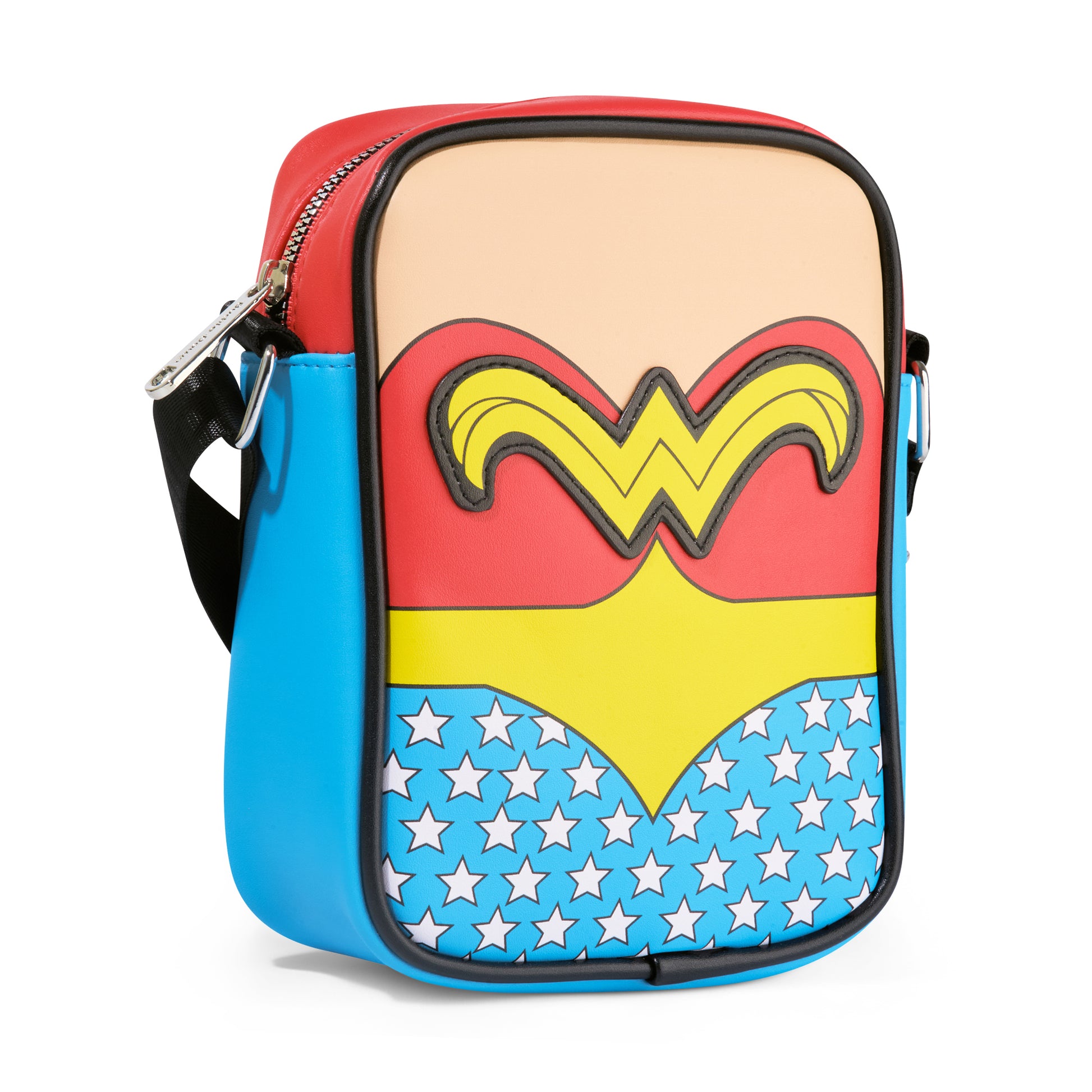 DC Comics Vegan Leather Crossbody Bag with Adjustable Strap, Wonder Woman Body Character Close Up Crossbody Bags DC Comics