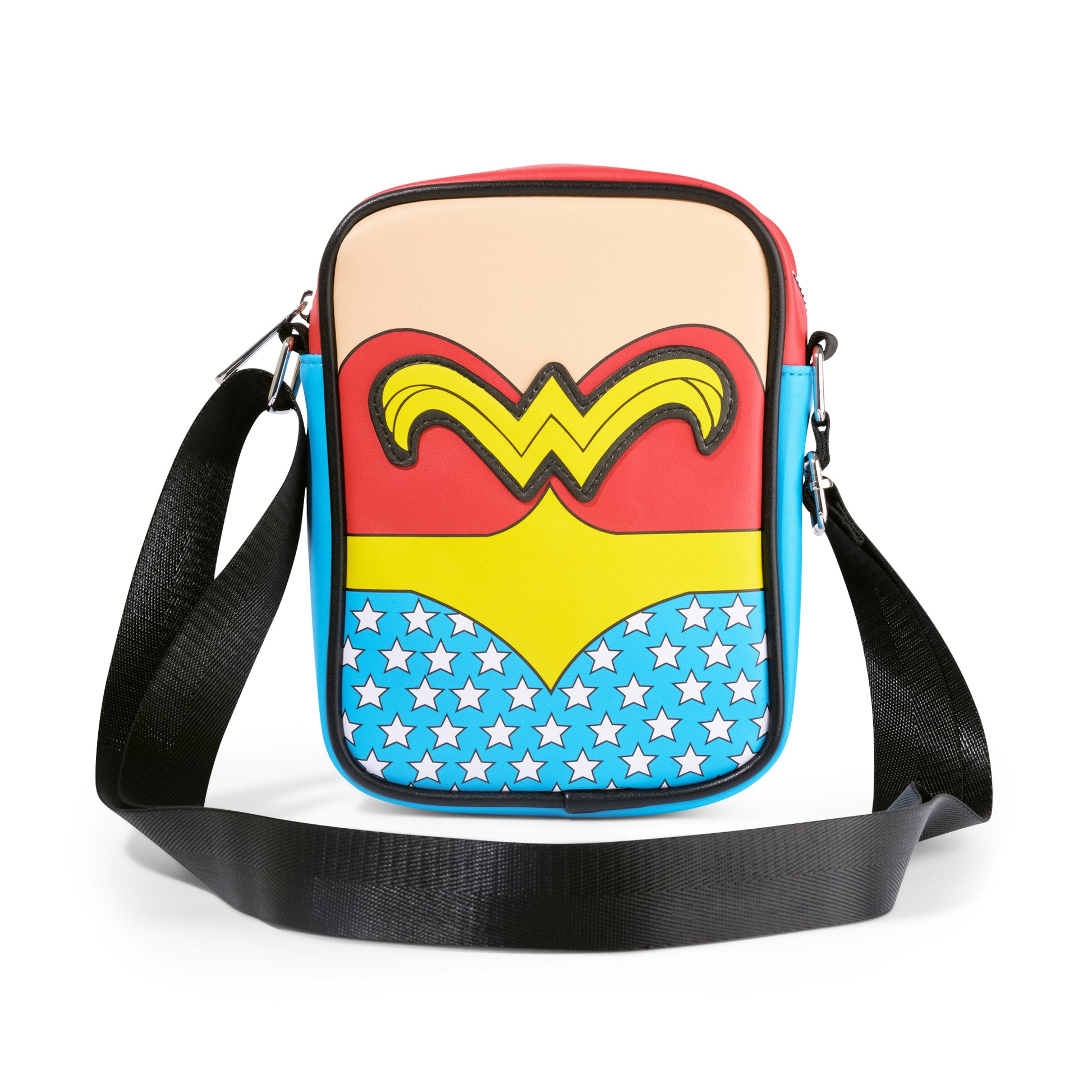 DC Comics Vegan Leather Crossbody Bag with Adjustable Strap, Wonder Woman Body Character Close Up Crossbody Bags DC Comics