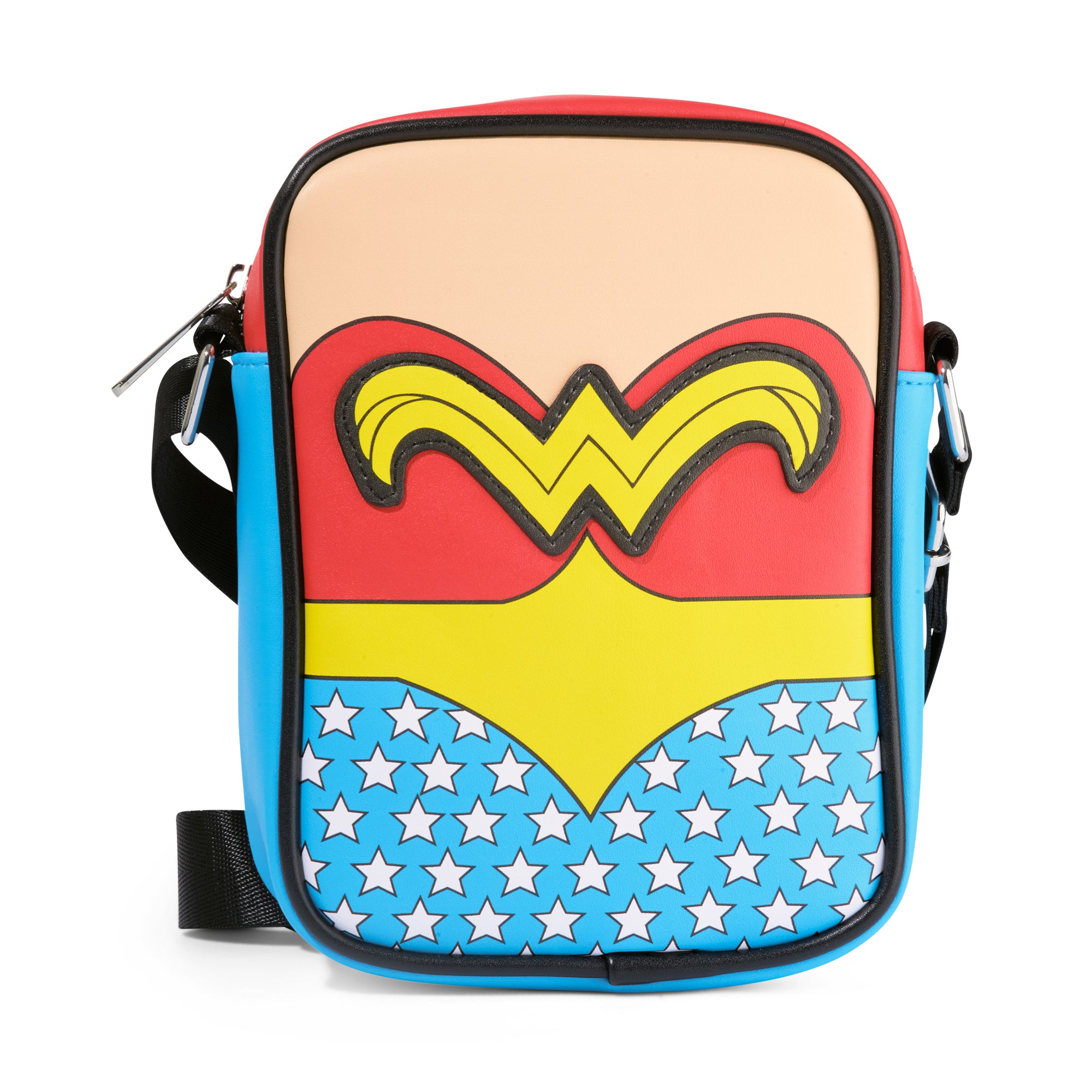 DC Comics Vegan Leather Crossbody Bag with Adjustable Strap, Wonder Woman Body Character Close Up Crossbody Bags DC Comics