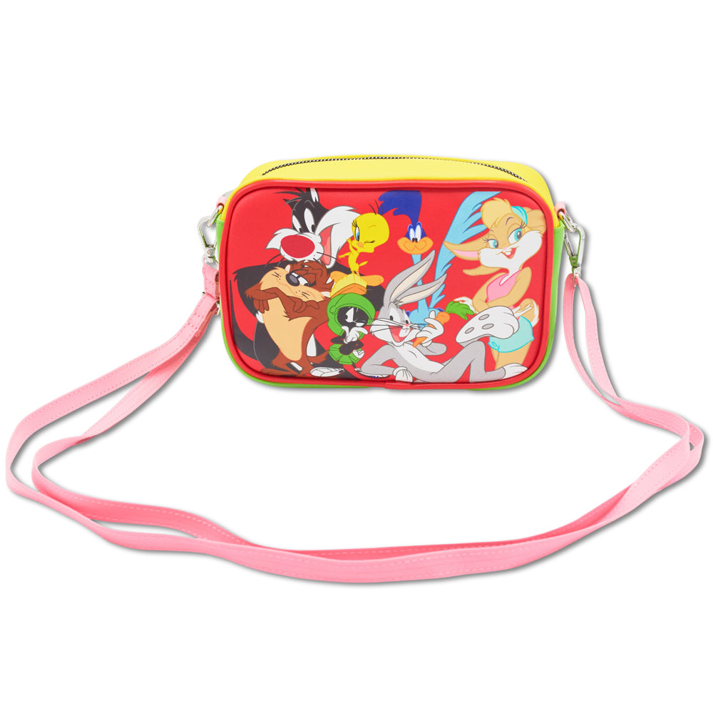 Looney Tunes Bag, Crossbody, Looney Tunes Seven Character Group Pose, Vegan Leather Crossbody Bags Looney Tunes