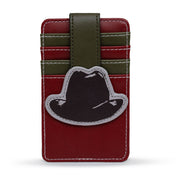 Warner Bros. Horror Movie Wallet, Character Wallet ID Card Holder, A Nightmare on Elm Street Freddy Hat Red Green, Vegan Leather Mini ID Wallets A Nightmare on Elm Street