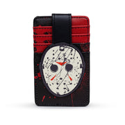 Warner Bros. Horror Movies Wallet, Character Wallet ID Card Holder, Friday the 13th Jason Hockey Mask Black Red, Vegan Leather Mini ID Wallets Friday the 13th