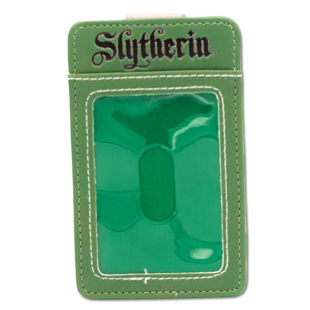 Harry Potter Wallet, Character Wallet ID Card Holder, Harry Potter Slytherin Crest Gray/Green, Vegan Leather Mini ID Wallets Harry Potter