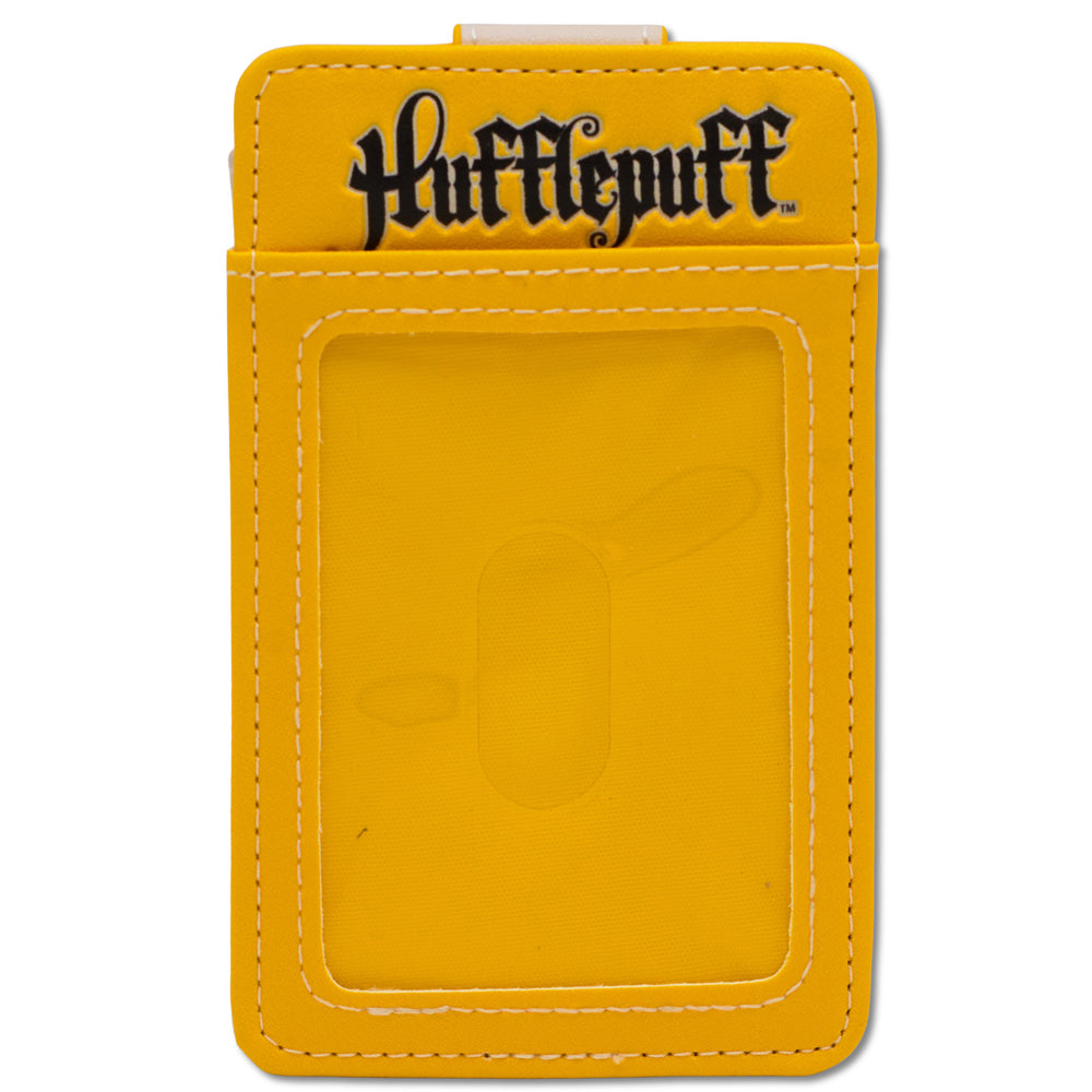 Harry Potter Wallet, Character Wallet ID Card Holder, Harry Potter Hufflepuff Crest Tan/Yellow, Vegan Leather Mini ID Wallets Harry Potter