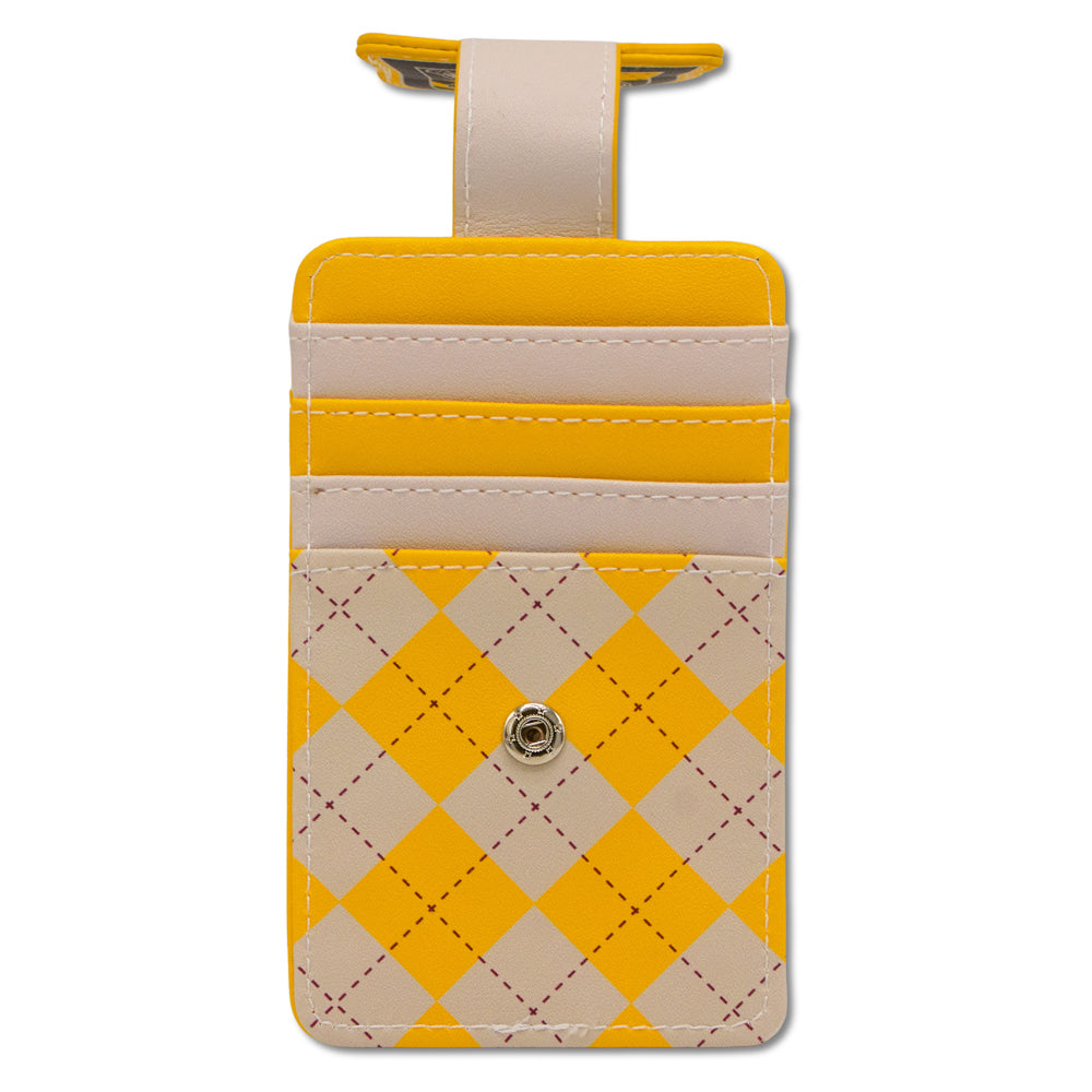 Harry Potter Wallet, Character Wallet ID Card Holder, Harry Potter Hufflepuff Crest Tan/Yellow, Vegan Leather Mini ID Wallets Harry Potter