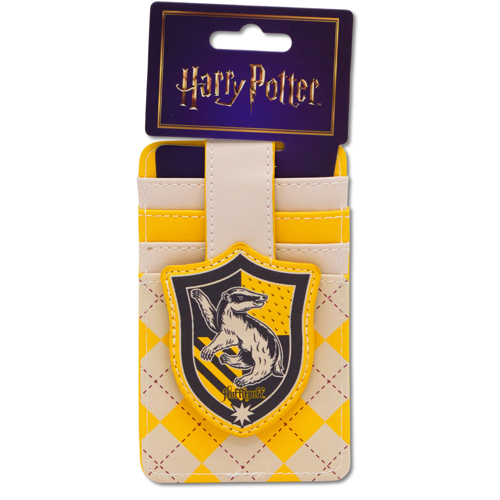 Harry Potter Wallet, Character Wallet ID Card Holder, Harry Potter Hufflepuff Crest Tan/Yellow, Vegan Leather Mini ID Wallets Harry Potter
