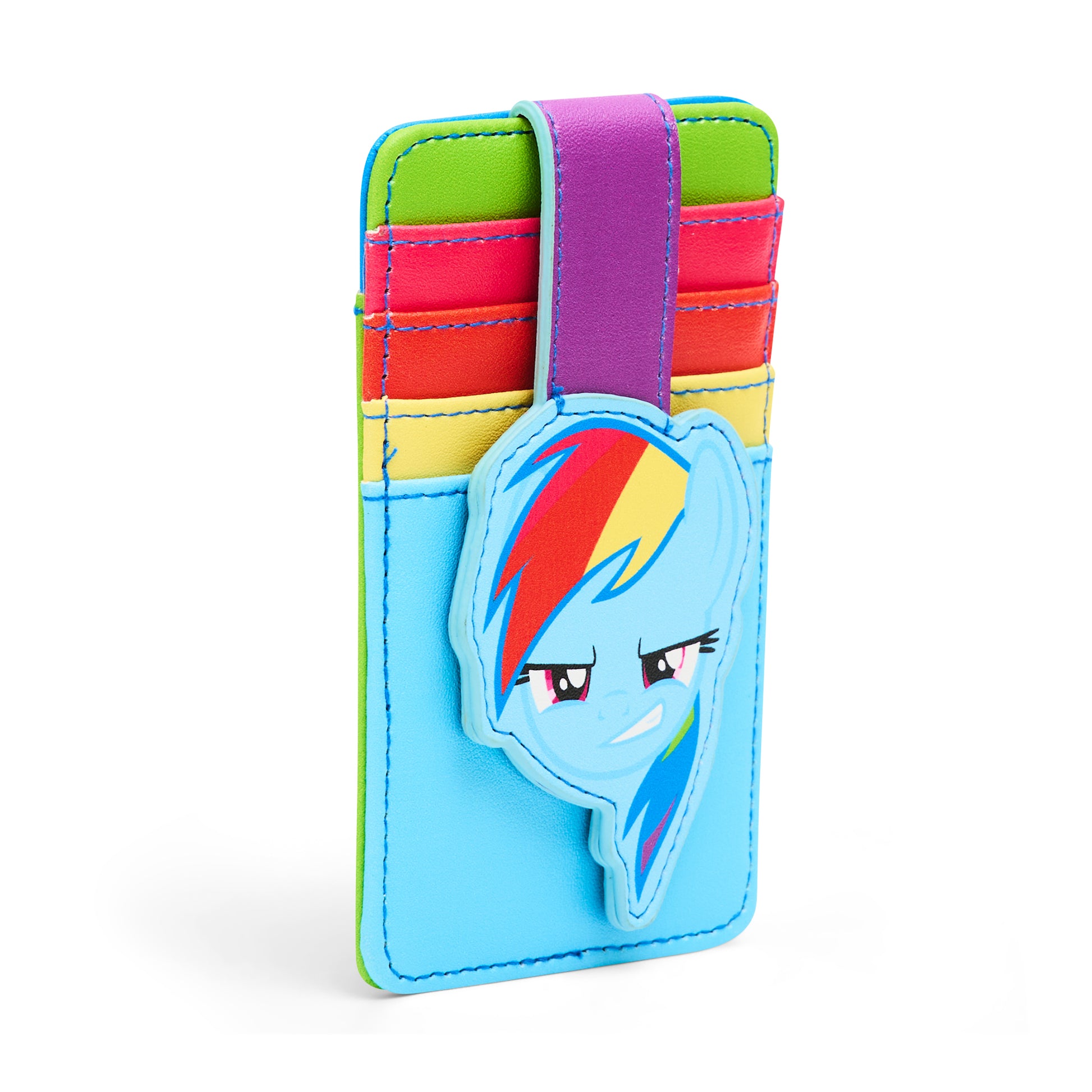 Hasbro Wallet, Character Wallet ID Card Holder, My Little Pony Rainbow Dash Face Multi Color, Vegan Leather Mini ID Wallets Hasbro