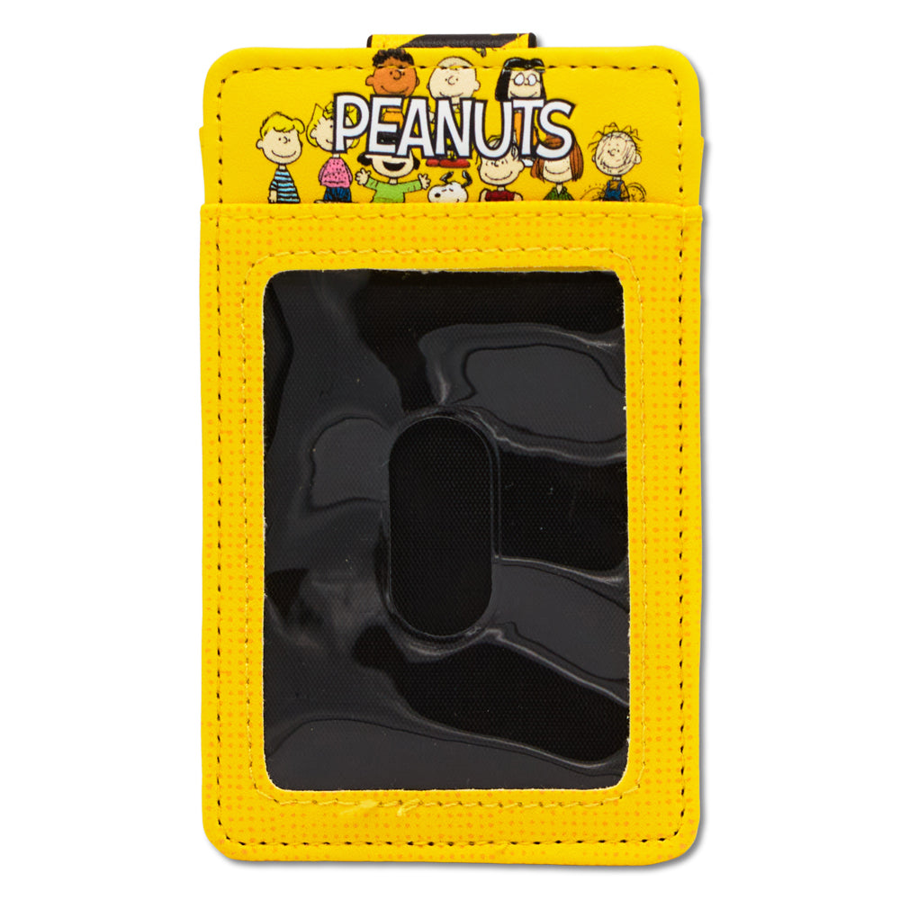 Peanuts Wallet, Character Wallet ID Card Holder, Peanuts Seven Character Group Pose Yellow, Vegan Leather