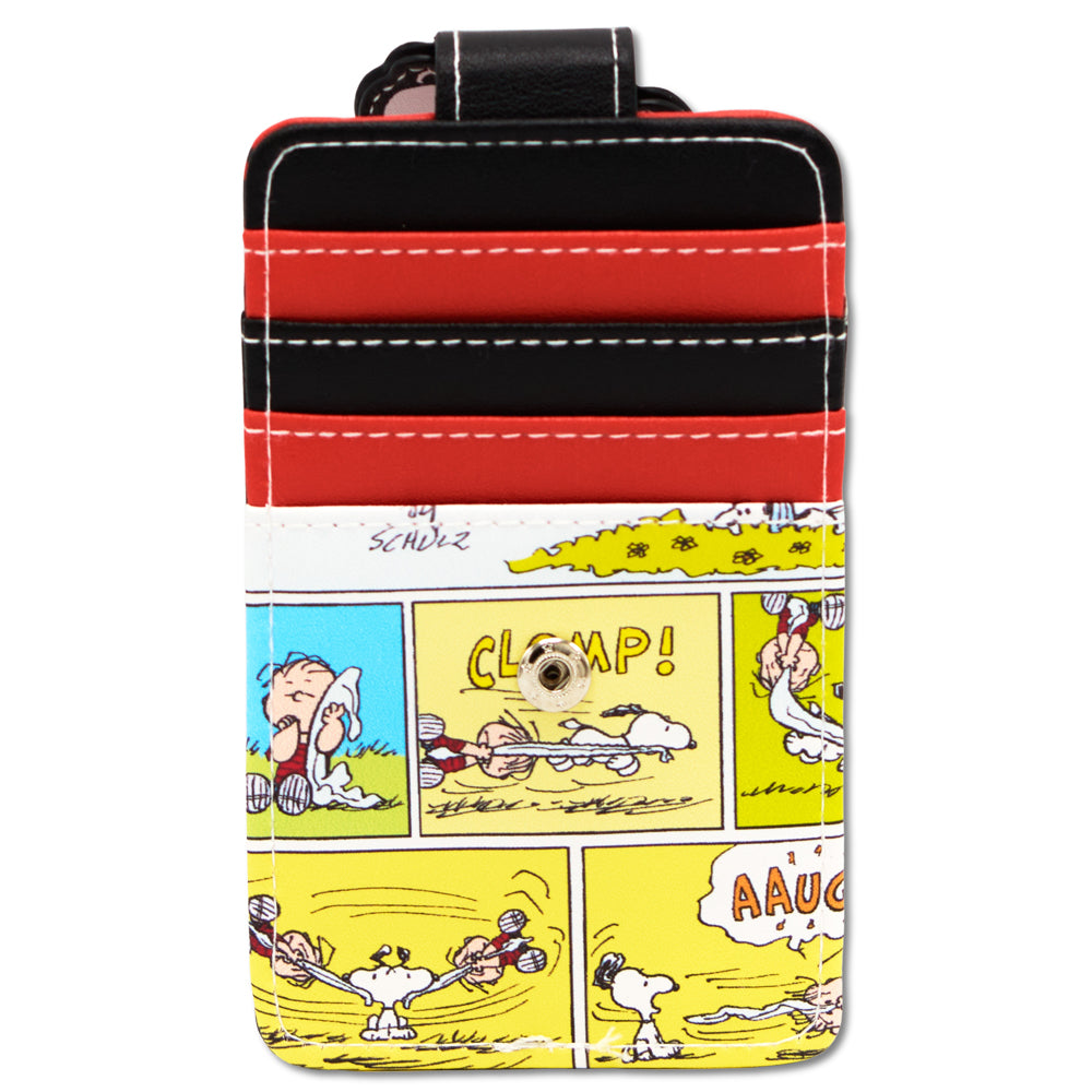 Snoopy Sleeping Dog House ID Card Wallet – Peanuts Vegan Leather Black Mini ID Wallets Peanuts
