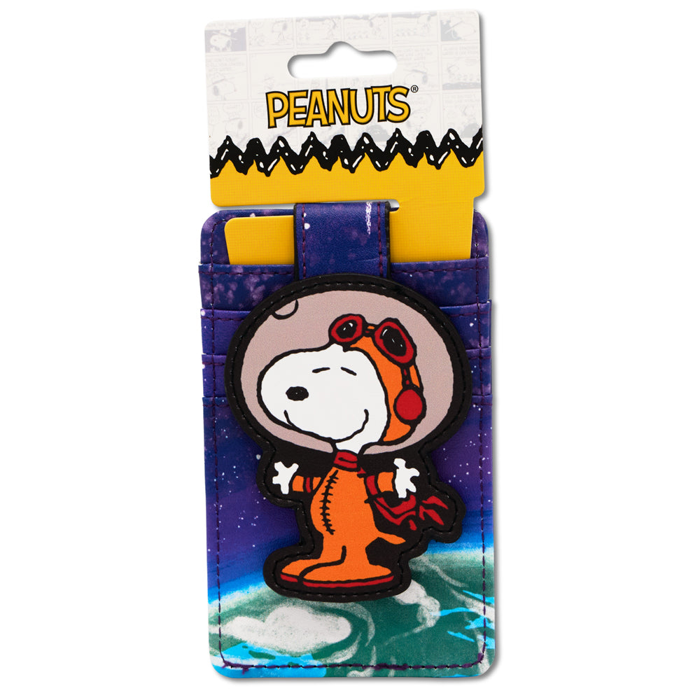 Astronaut Snoopy Poses ID Card Wallet – Peanuts Vegan Leather Blues Mini ID Wallets Peanuts