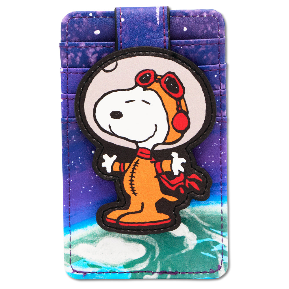 Peanuts Wallet, Character Wallet ID Card Holder, Peanuts Astronaut Snoopy Pose Blues, Vegan Leather