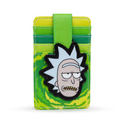 Rick and Morty Wallet, Character Wallet ID Card Holder, Rick and Morty Rick Face Yellow Green, Vegan Leather Mini ID Wallets Rick and Morty   