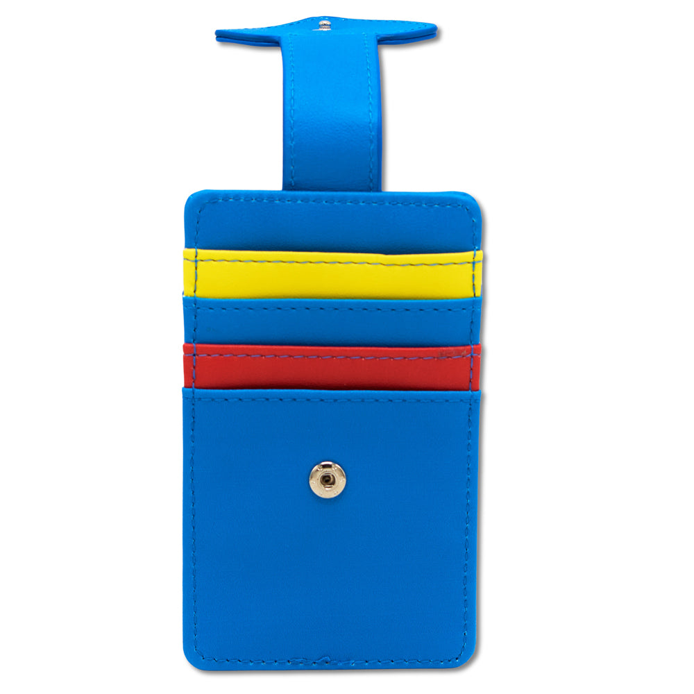 DC Comics Wallet, Character Wallet ID Card Holder, Superman Super Shield Logo Blue, Vegan Leather Mini ID Wallets DC Comics