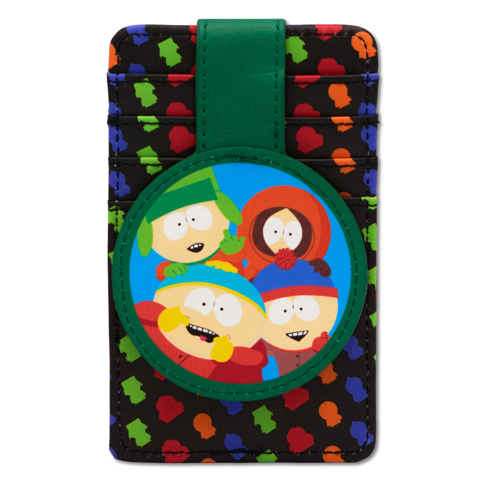 South Park Wallet, Character Wallet ID Card Holder, South Park Boys Group Pose Multi Color, Vegan Leather Mini ID Wallets South Park