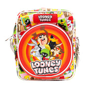 Looney Tunes Vegan Leather Crossbody Bag with Front and Back Zip Pocket, Looney Tunes Bullseye Group Pose and Character Block Poses, 8.5" x 10.0" Crossbody Bags Looney Tunes