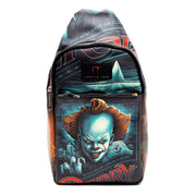 Warner Bros. Horror Movies Vegan Leather Crossbody Sling Bag, It Chapter Two Pennywise Derry Circus Pose, 7" x 14" Crossbody Bags IT