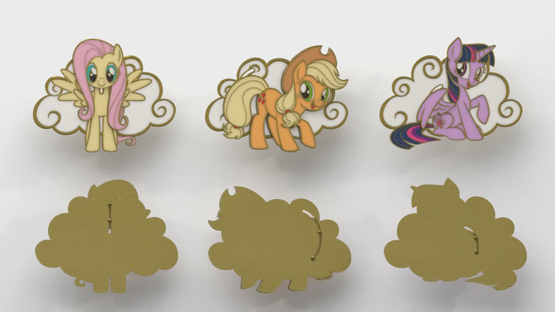 My Little Pony Interactive Mystery Enamel Pin Blind Box Series, Applejack, Fluttershy, Pinkie Pie, Rainbow Dash, Rarity, Twilight Sparkle Blind Box Pins My Little Pony