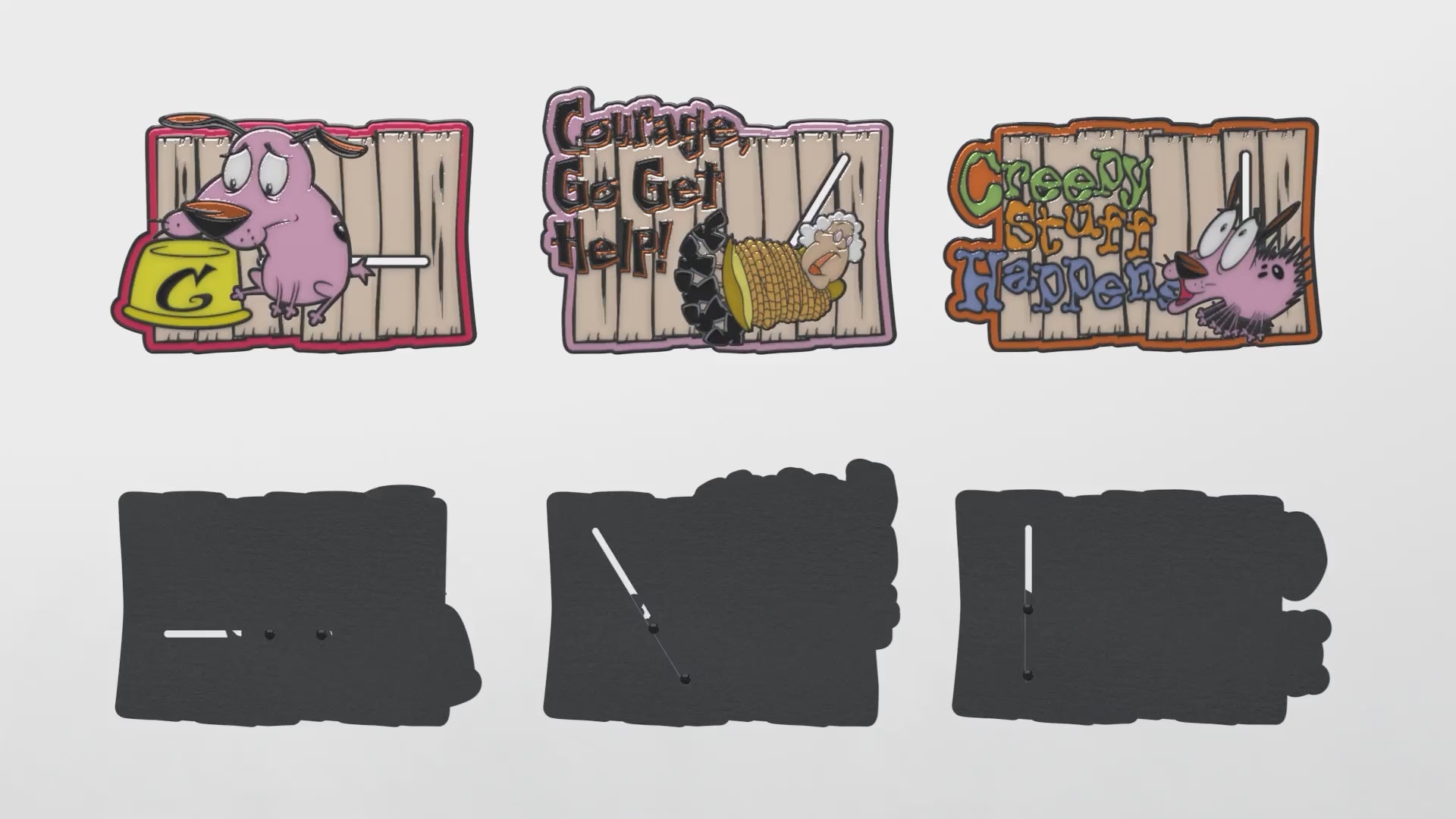 Cargar vídeo: Courage the Cowardly Dog Interactive Mystery Enamel Pin Blind Box Series, Creepy Stuff Happens, Stupid Dog You Make Me Look Bad, Frankenstein, Dog Bowl, Go Get Help, or Now What Do I Do Blind Box Pins Courage the Cowardly Dog