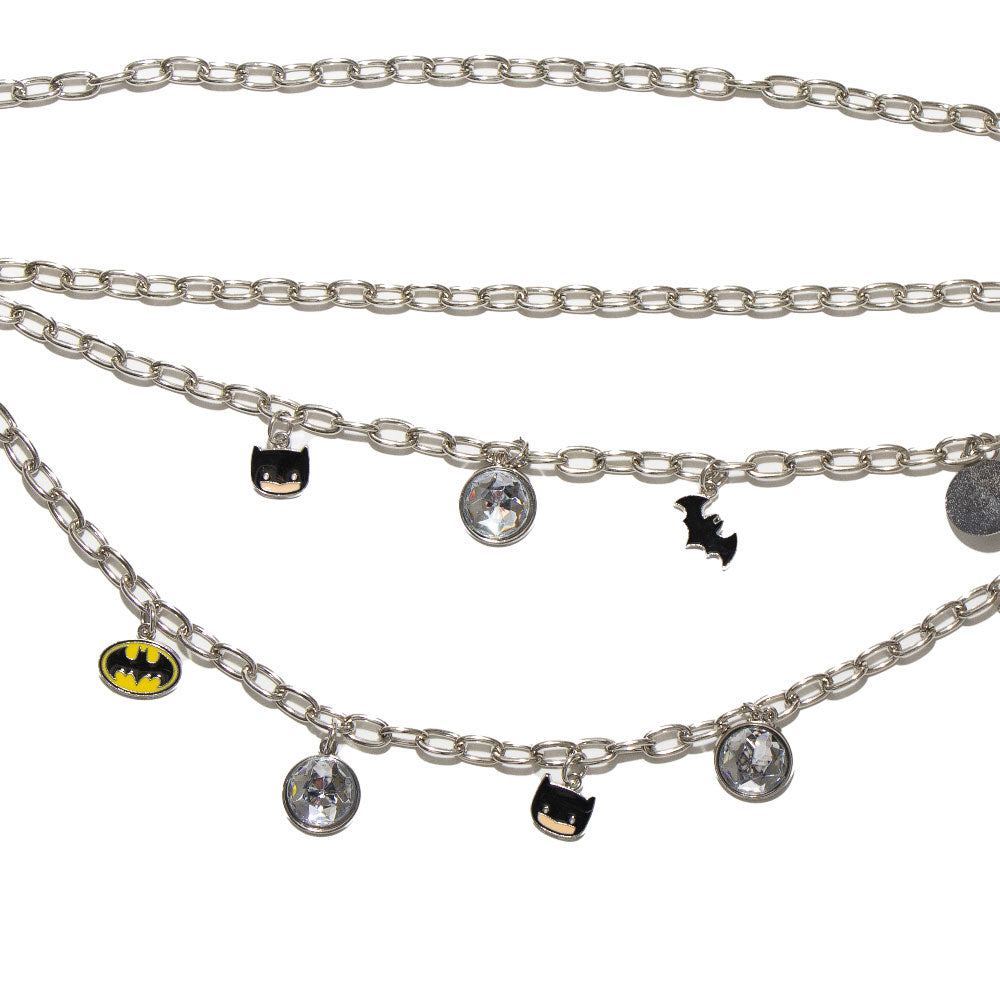 Metal Chain Belt - Silver Chain with Chibi Batman and Bat Charms Metal Chain Belts DC Comics   