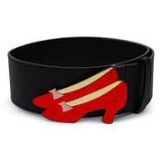 The Wizard of Oz Dorothy's Ruby Red Glitter Slippers Enamel Cast Buckle - Black PU Strap Belt Cast Buckle Belts The Wizard of Oz