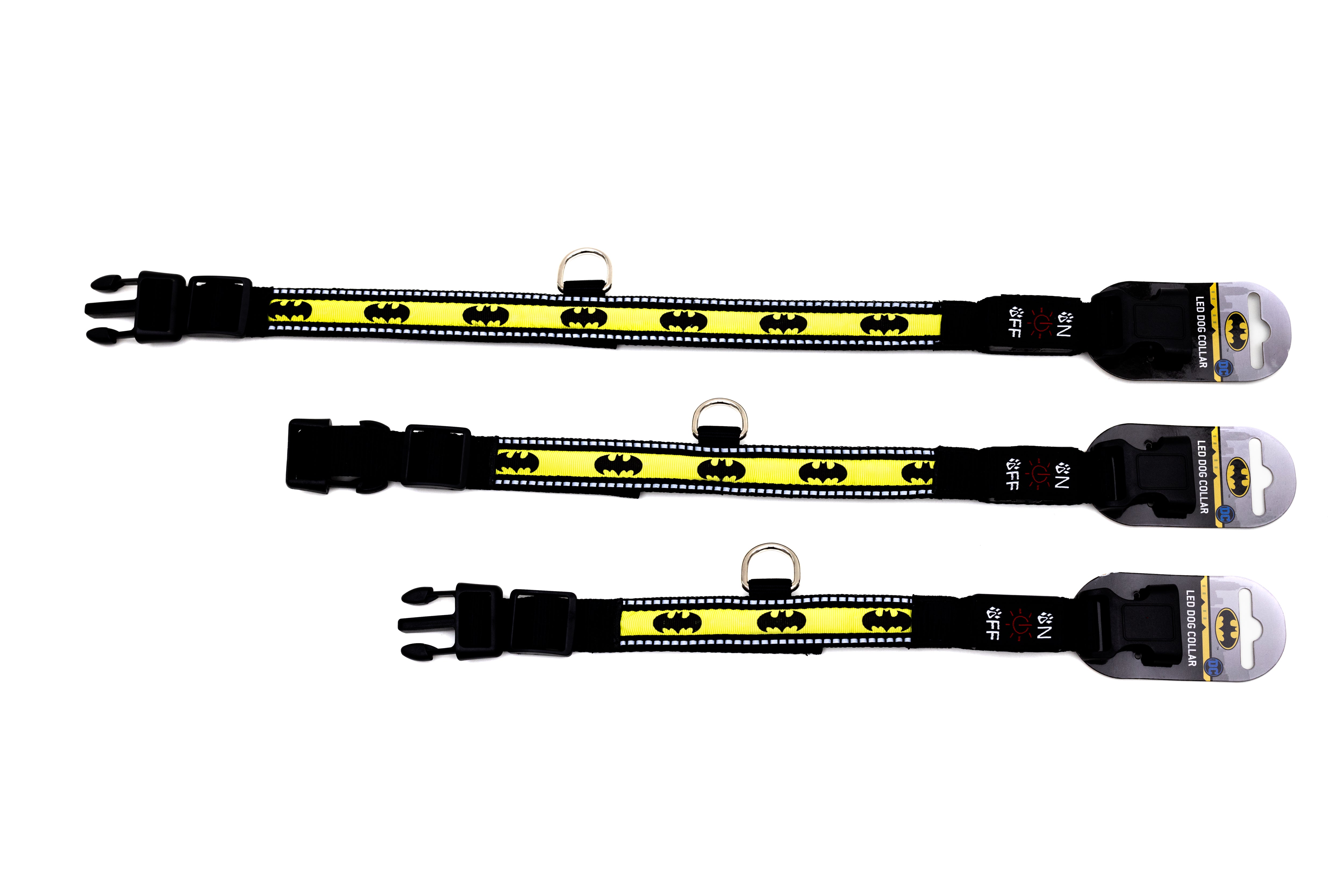 DC Comics Collar, Light Up, Batman Bat Logo Light Up Dog Collars DC Comics   
