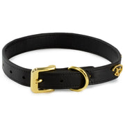 Vegan Leather Dog Collar - Disney Black PU w Gold Cast Signature D Logo Embellishments Imported PU Collars Disney   