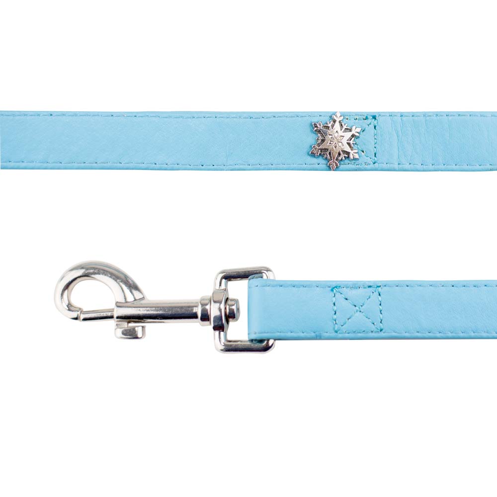 Imported Dog Leash - Frozen 2 Light Blue PU Leather w/Snowflake Embellishment Dog Leashes Disney   