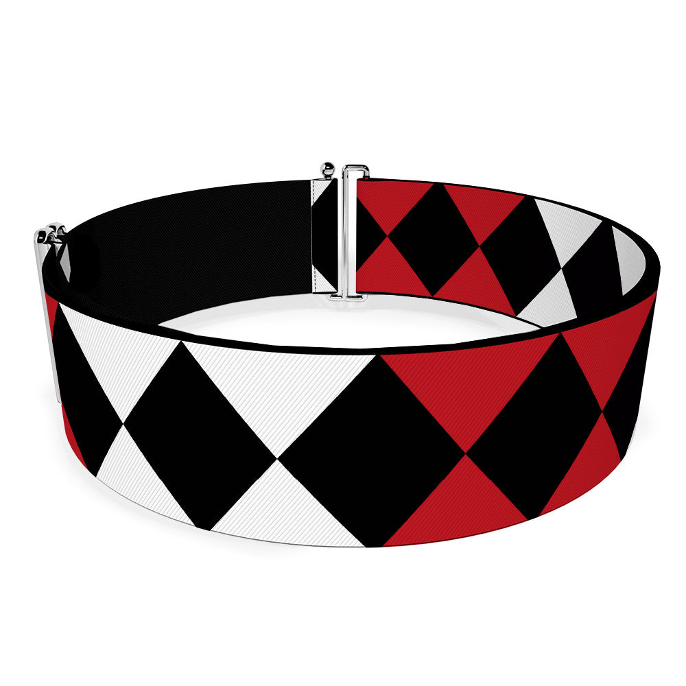 Cinch Waist Belt - Birds of Prey Harley Quinn Diamonds Split White Black Red Black Womens Cinch Waist Belts DC Comics   