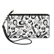 Canvas Zipper Wallet - LARGE - THE GOONIES Character Face Sketch Collage White/Black Canvas Zipper Wallets The Goonies