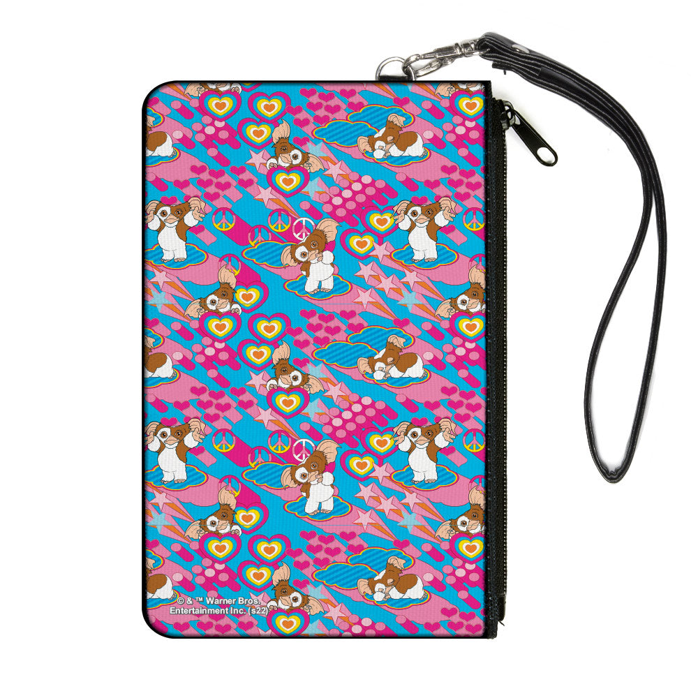 Canvas Zipper Wallet - LARGE - Gremlins The New Batch Gizmo Poses Peace Collage Blues/Pinks Canvas Zipper Wallets Gremlins