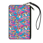 Canvas Zipper Wallet - LARGE - Gremlins The New Batch Gizmo Poses Peace Collage Blues/Pinks Canvas Zipper Wallets Gremlins