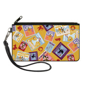 Canvas Zipper Wallet - LARGE - The Wizard of Oz Vintage Picture Cards Scattered Yellow Canvas Zipper Wallets The Wizard of Oz