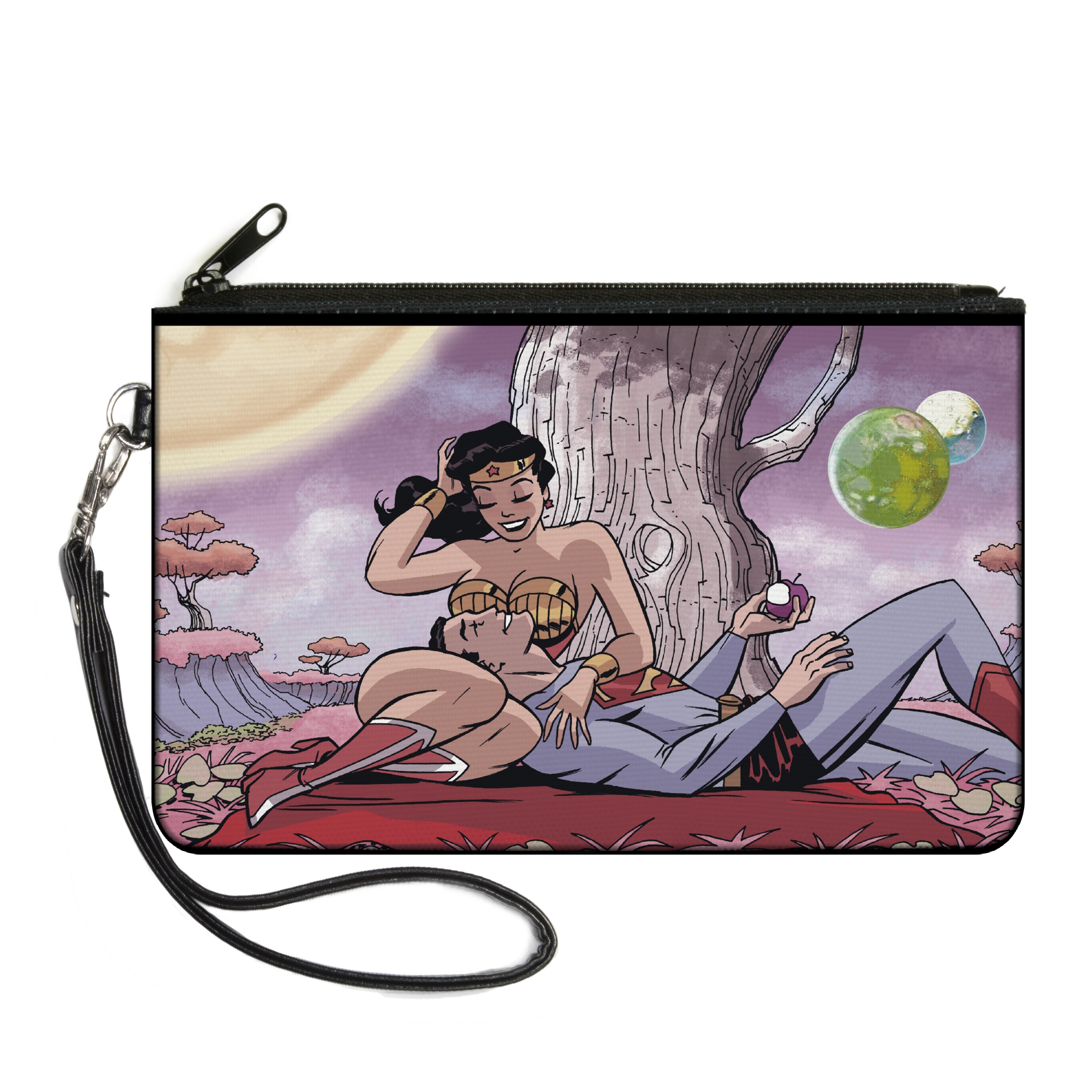 Canvas Zipper Wallet - LARGE - Superman/Wonder Woman Issue #14 Sitting Under Tree Variant Cover Pose Canvas Zipper Wallets DC Comics   