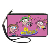 Canvas Zipper Wallet - SMALL - THE FAIRLY ODDPARENTS Timmy with Cosmo and Wanda Group Pose Pink Canvas Zipper Wallets The Fairly OddParents