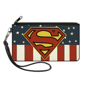 Canvas Zipper Wallet - SMALL - Superman Shield Americana Red/White/Blue/Yellow Canvas Zipper Wallets DC Comics   