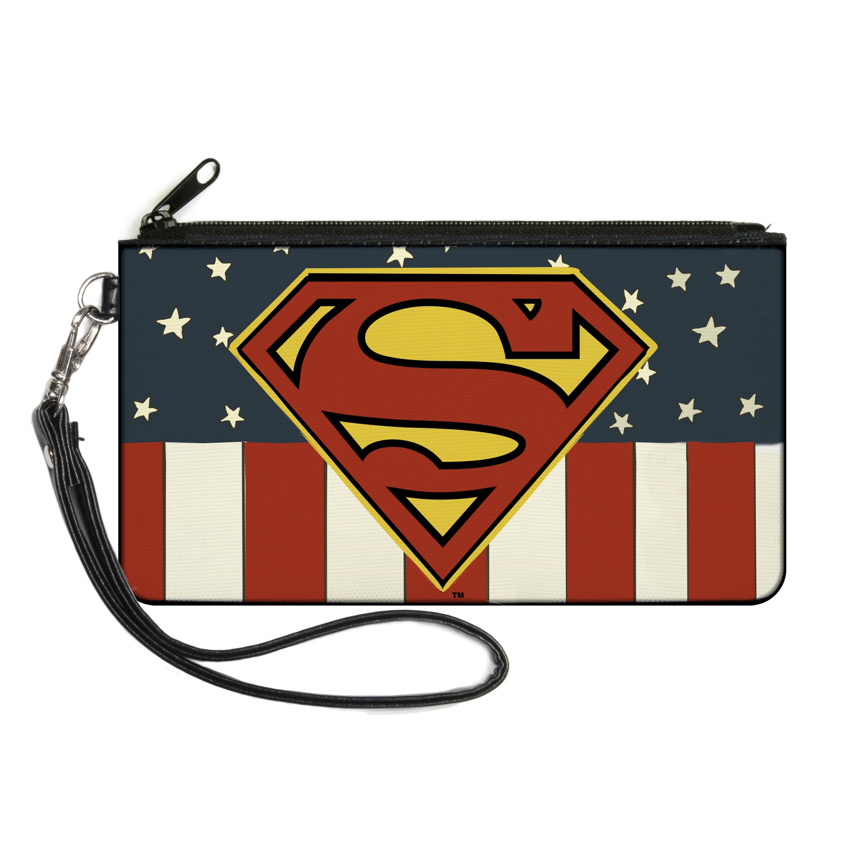 Canvas Zipper Wallet - SMALL - Superman Shield Americana Red/White/Blue/Yellow Canvas Zipper Wallets DC Comics   