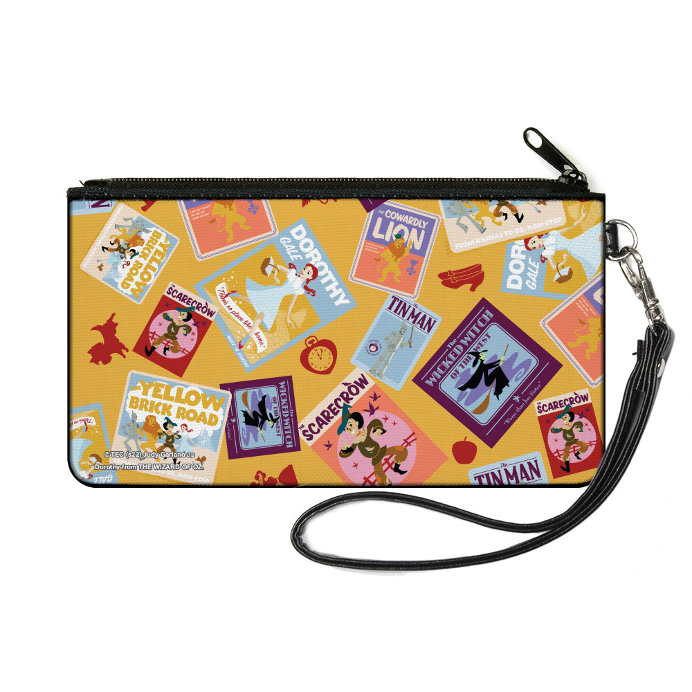 Canvas Zipper Wallet - SMALL - The Wizard of Oz Vintage Picture Cards Scattered Yellow Canvas Zipper Wallets The Wizard of Oz