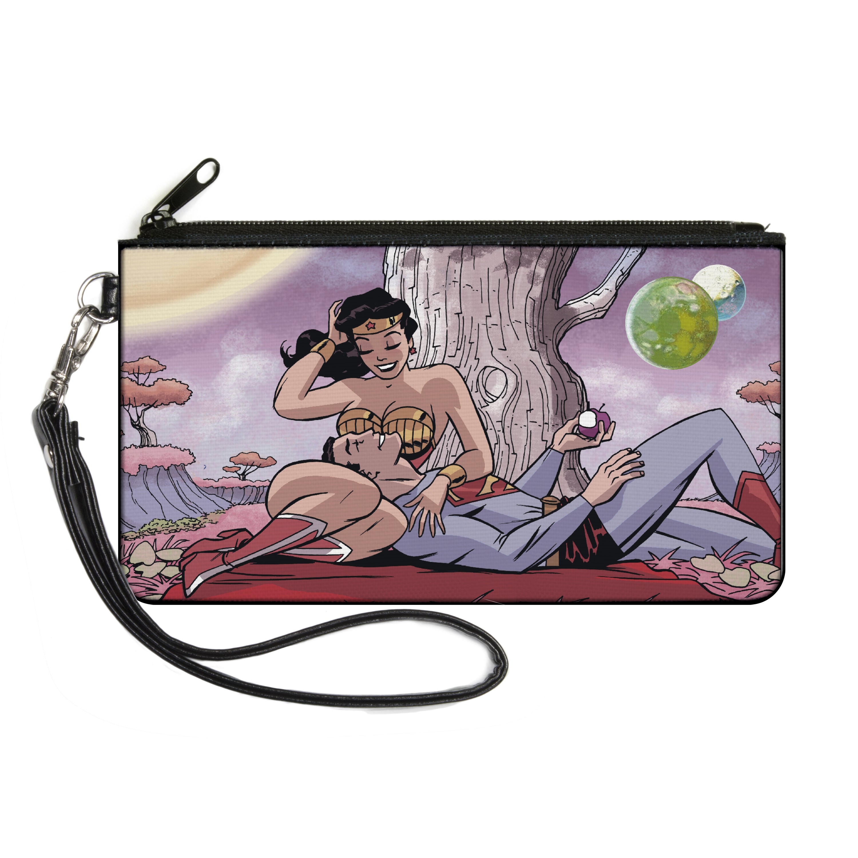 Canvas Zipper Wallet - SMALL - Superman/Wonder Woman Issue #14 Sitting Under Tree Variant Cover Pose Canvas Zipper Wallets DC Comics   