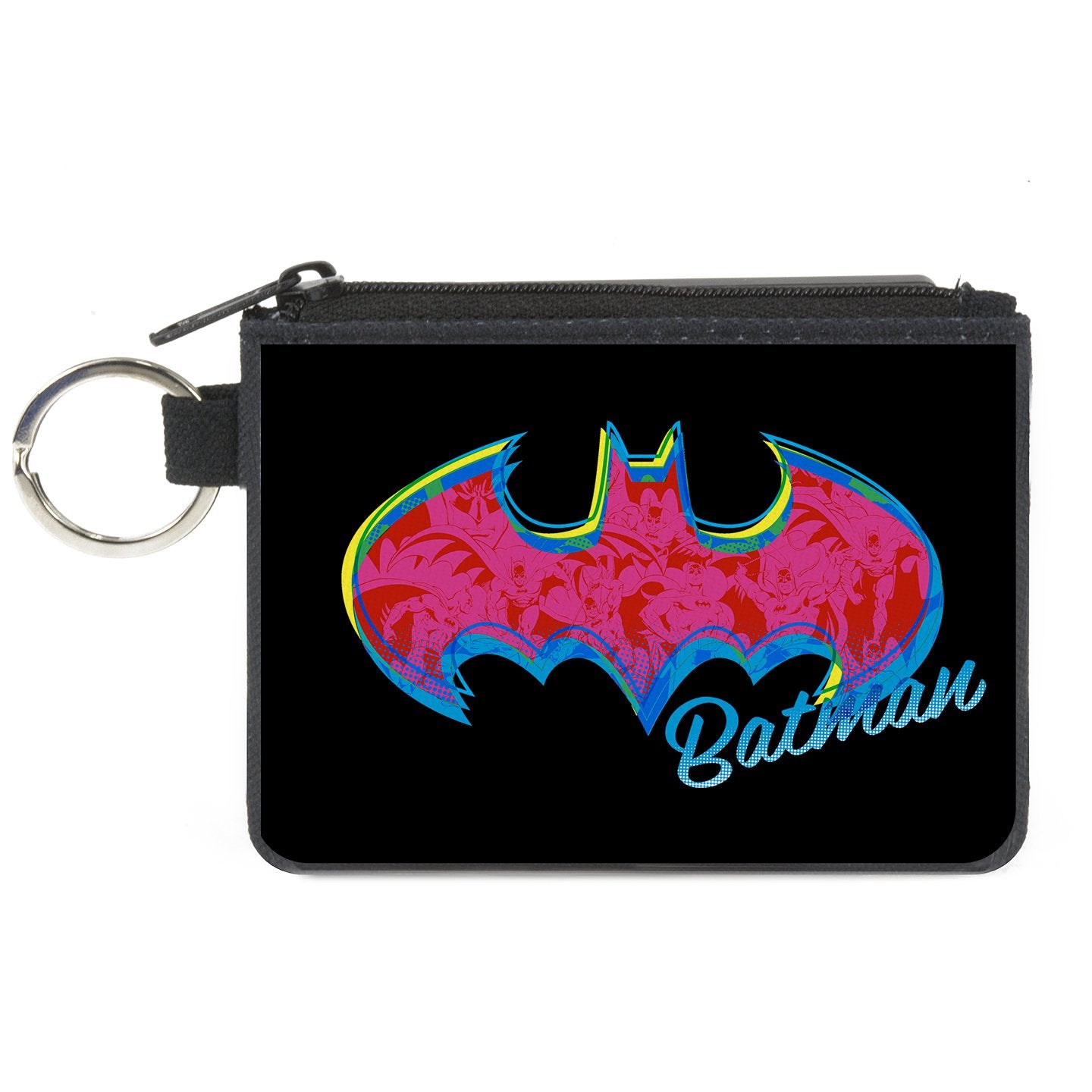 Canvas Zipper Wallet - MINI X-SMALL - BATMAN Icon/Batman Pose Fill Black/Yellows/Blues/Pinks Canvas Zipper Wallets DC Comics   