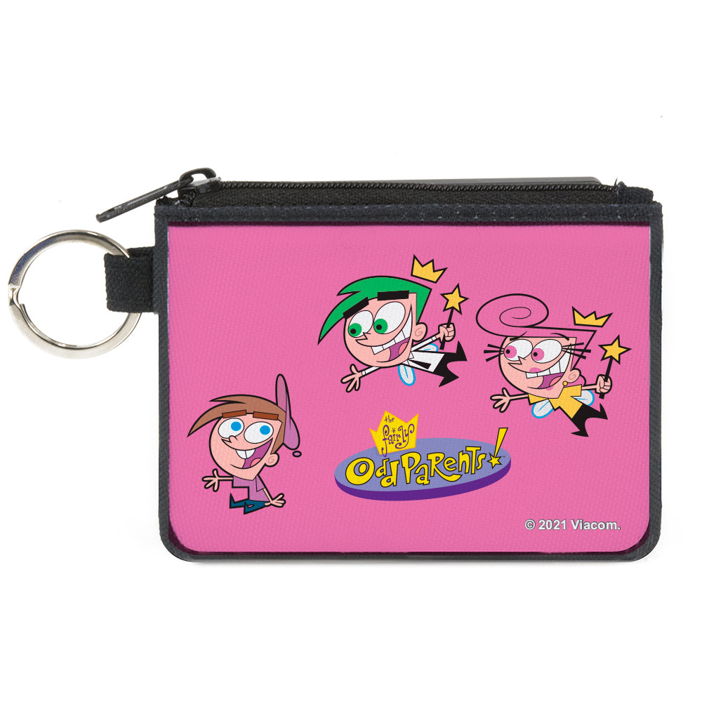 Canvas Zipper Wallet - MINI X-SMALL - THE FAIRLY ODDPARENTS Timmy with Cosmo and Wanda Group Pose Pink Canvas Zipper Wallets The Fairly OddParents